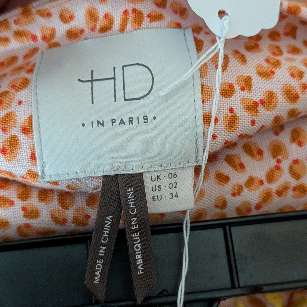HD in Paris Anthropologie Embroidered Linen Skirt Pink Ombre Floral Size 2 - Picture 6 of 6